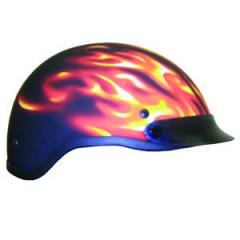 DOT MATT FLAME SHORTY MOTORCYCLE HELMET